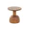 15.75" Brown Wood Handmade Accent Table with Rounded Block Base
